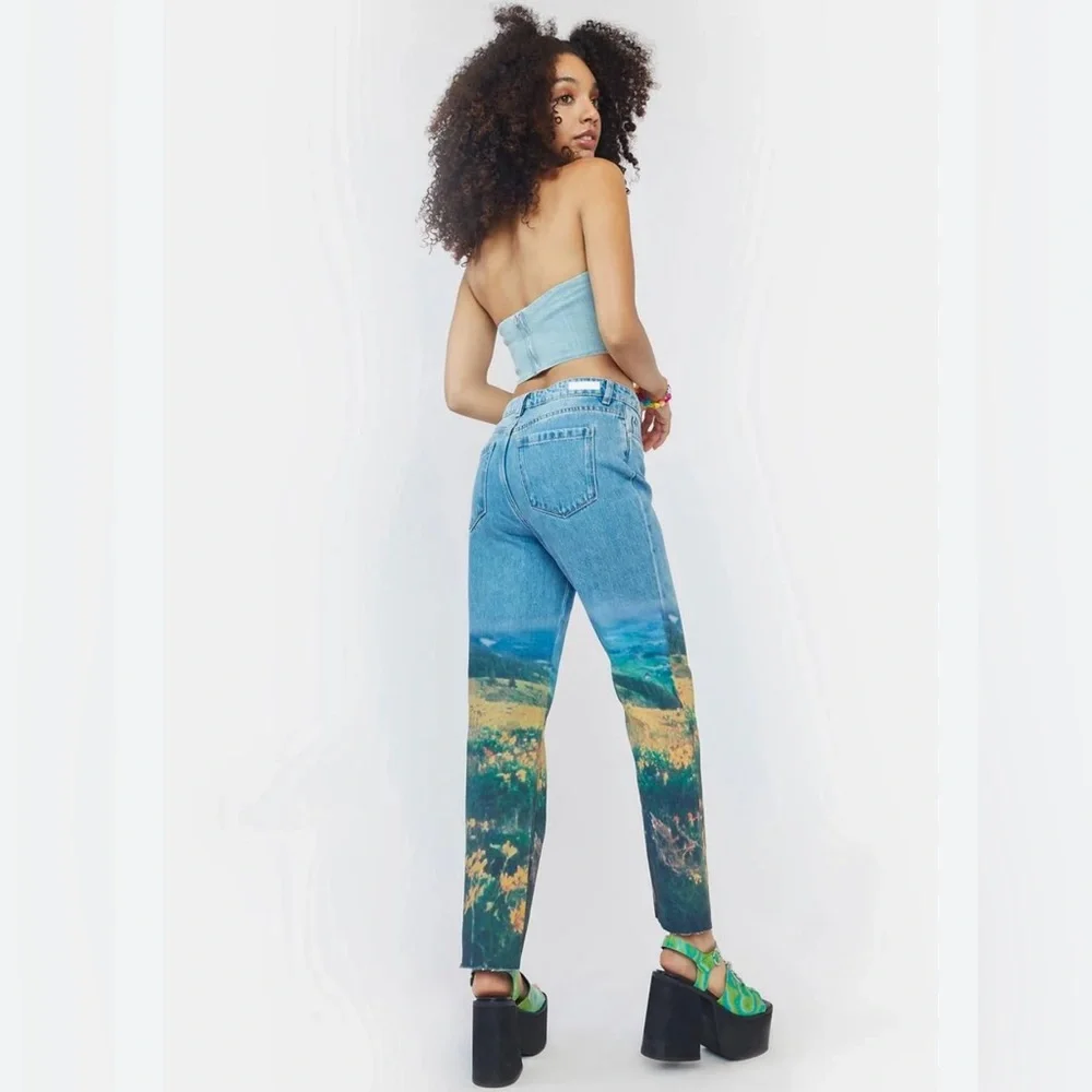 Blank NYC NWT Jeans Throwback Landscape Crop High Rise‎ Festival Hippie Sz 24 - Picture 3 of 14